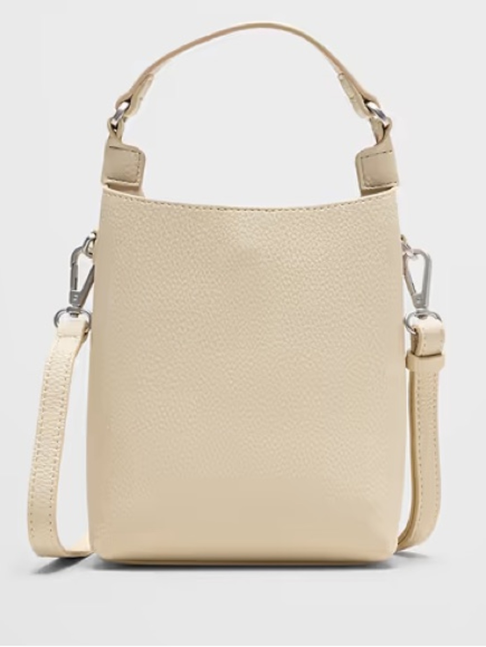 BANANA REPUBLIC FACTORY Vegan Leather Micro Mini Bucket Crossbody Bag in Bone